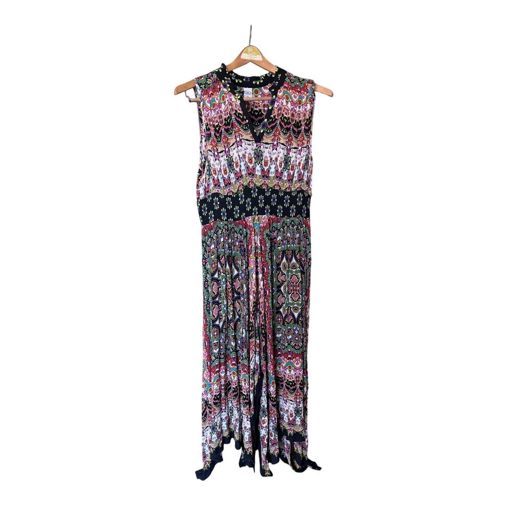 Bila boho handkerchief long dress XL colorful festival hippie sleeveless - Picture 1 of 9